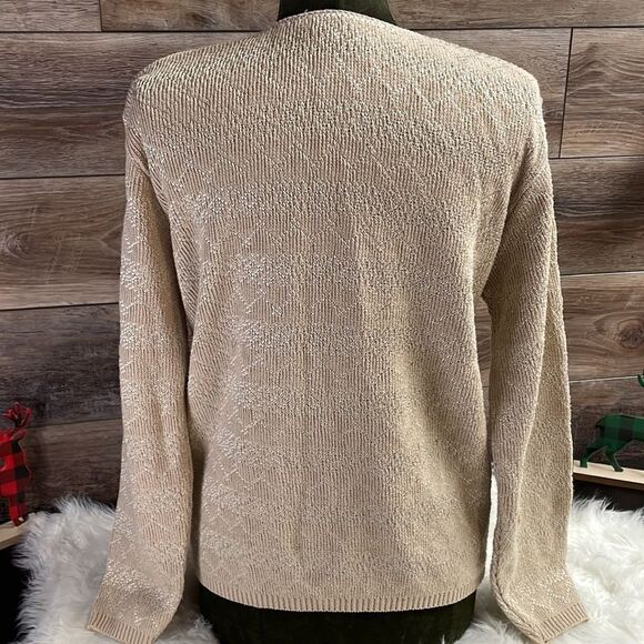 Croft & Barrow Ladies Dressy Button Up Sweater Cardigan , Size Medium, Tan - Picture 2 of 5